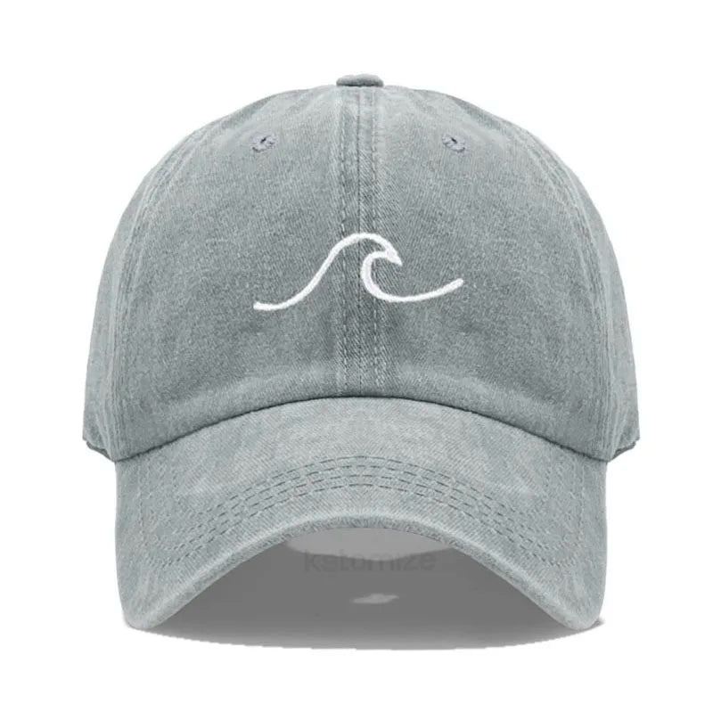 Men's Baseball Cap Women's Washed Cotton Waves Embroidery Embroidery Dad Hat Sport Golf Caps For Man Sun Hats Dropshipping