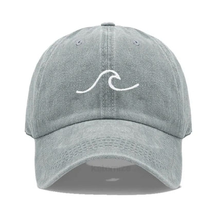 Men's Baseball Cap Women's Washed Cotton Waves Embroidery Embroidery Dad Hat Sport Golf Caps For Man Sun Hats Dropshipping