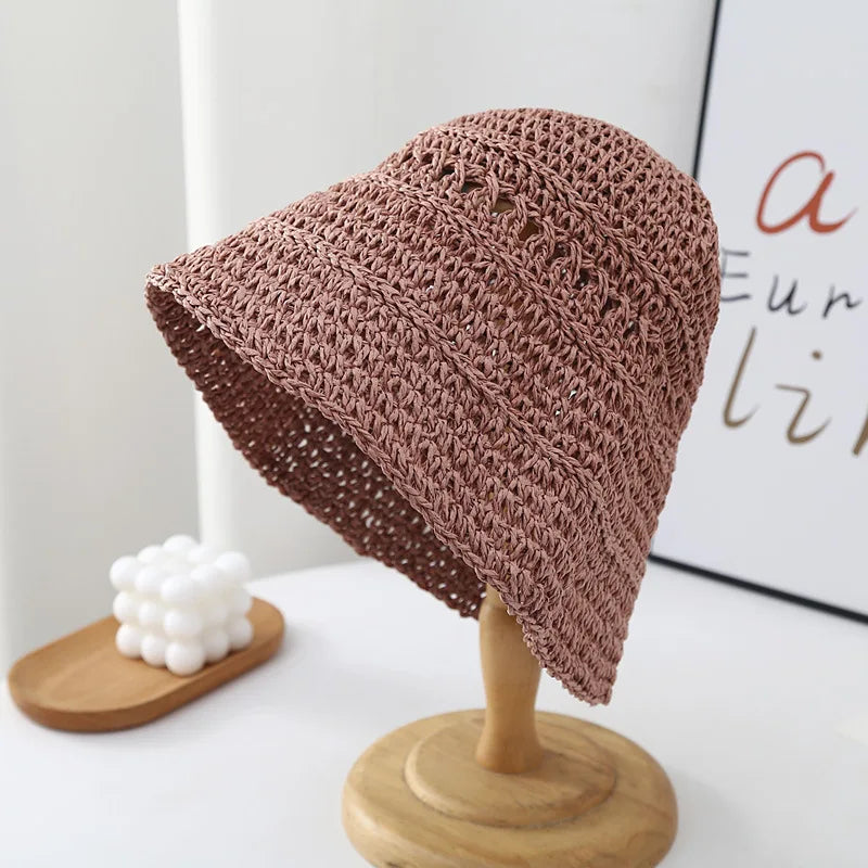 Summer Japanese Bucket Hat Korean style Small Brim Straw Hat Versatile Japanese Woven Bucket Hats Beach Sunscreen Hat Women