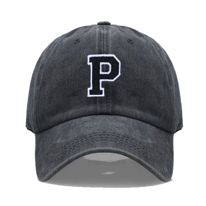 Initial Letter A-Z Embroider Baseball Cap For Men Womne Washed Cotton Dad Hat Fashion Team Sport Visors Snapback Caps