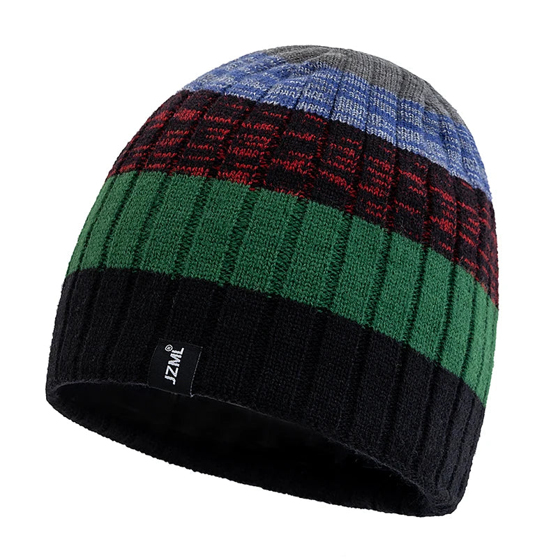Hot Sale Unisex JZML Letter Label Decor Beanie Hat Casual Colorful Stripes Winter Knitted Hat Daily Life Outdoor Ski Sports Cap