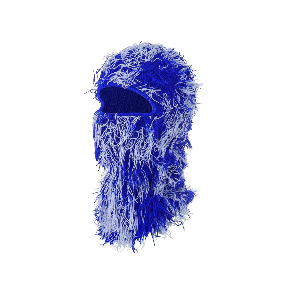 New Fuzzy Balaclava Hat Full Face Cover Ski Mask Knitted Beanies Distressed Winter Windproof Warm Bicycle Neck Camouflage Cap