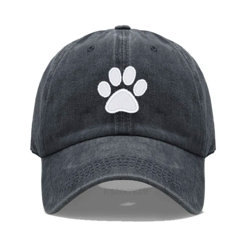 Dog Paw Embroidered Baseball Cap for Women Men Fashion Adjustable Washed Cotton Dad Hat Unisex Classic Golf Caps