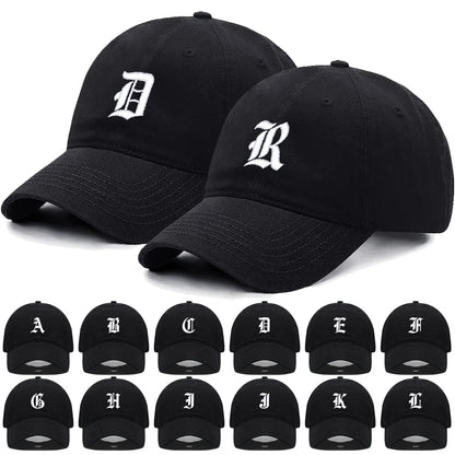 Old English Letter A-Z Embroider Baseball Cap For Men Womne High Quality Soft Cotton Fashion Team Sport Visors Snapback Caps