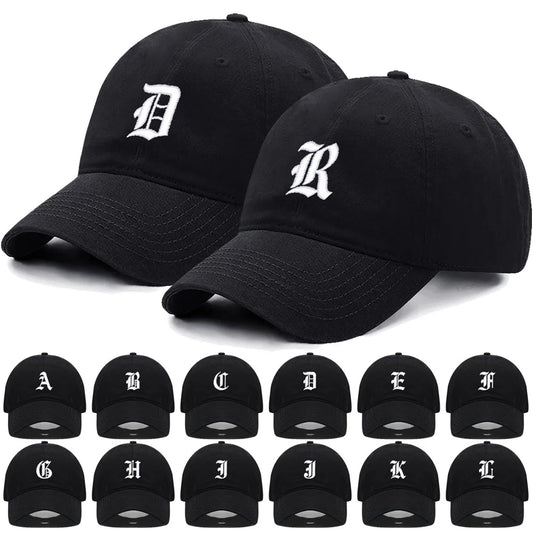 Old English Letter A-Z Embroider Baseball Cap For Men Womne High Quality Soft Cotton Fashion Team Sport Visors Snapback Caps