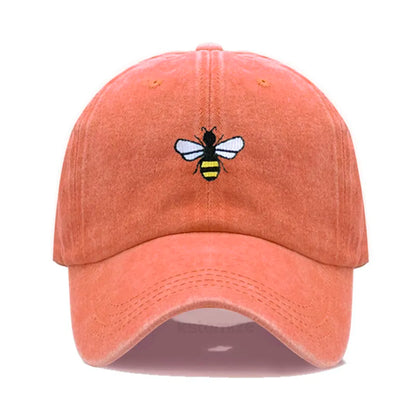 Washed Cotton Honeybee Embroidery Baseball Caps for Men Women Dad Hat Adjustable Snapback Cap Wholesale Dropshipping