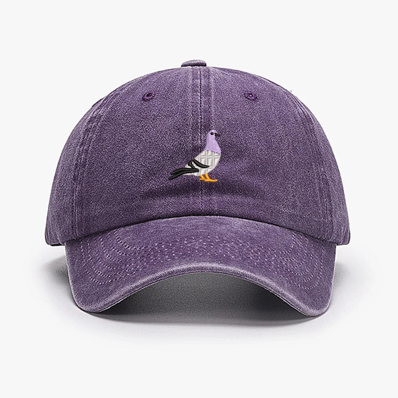 Embroidery Pigeon Design Spring vintage Baseball caps Men Women Water Washed Sunscreen Sun Hat Sports Fishing Sunshade Dad Hat