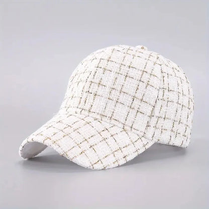Houndstooth Baseball Cap for Women, Lightweight Fitted Sports Hat with Buckle Closure Retro British Style Plaid Trucker Cap