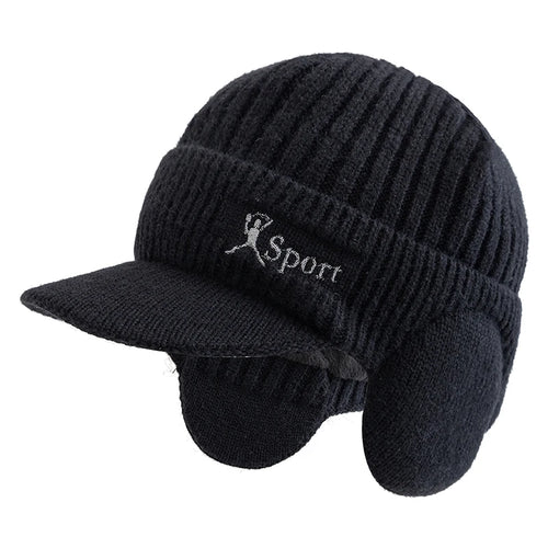 New Unisex Winter Hat Plush Fur Lined Warm Earflap Cap Stylish Beanie Hat For Men Women Outdoor Thicken Ski Sports Knitted Hat