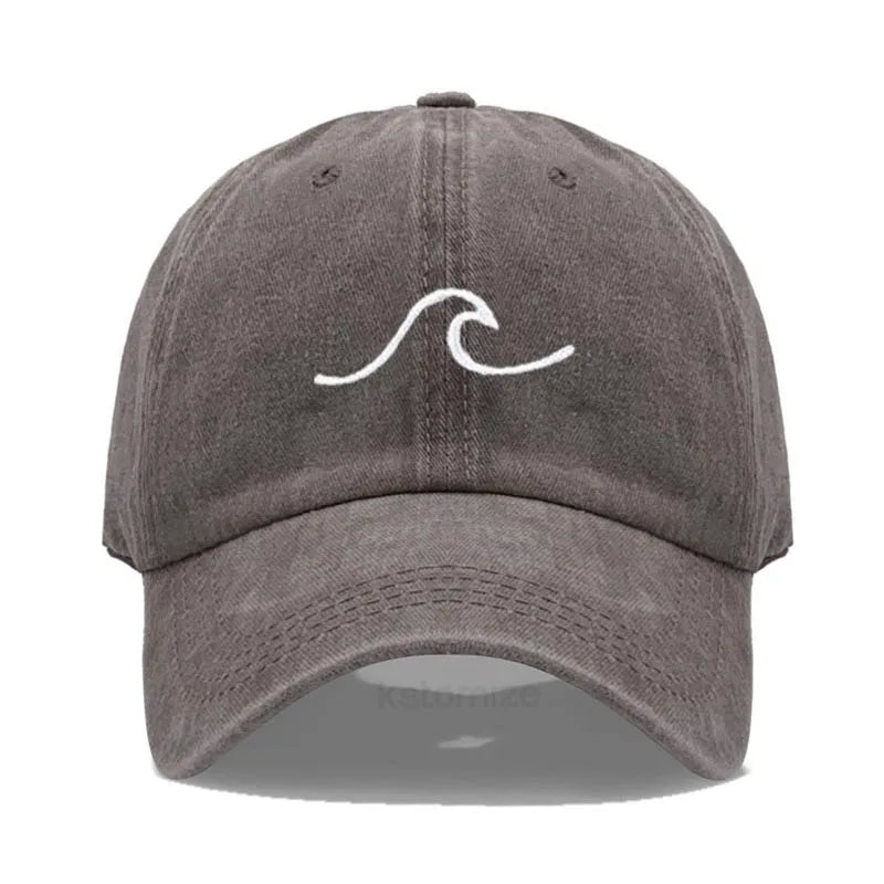 Men's Baseball Cap Women's Washed Cotton Waves Embroidery Embroidery Dad Hat Sport Golf Caps For Man Sun Hats Dropshipping