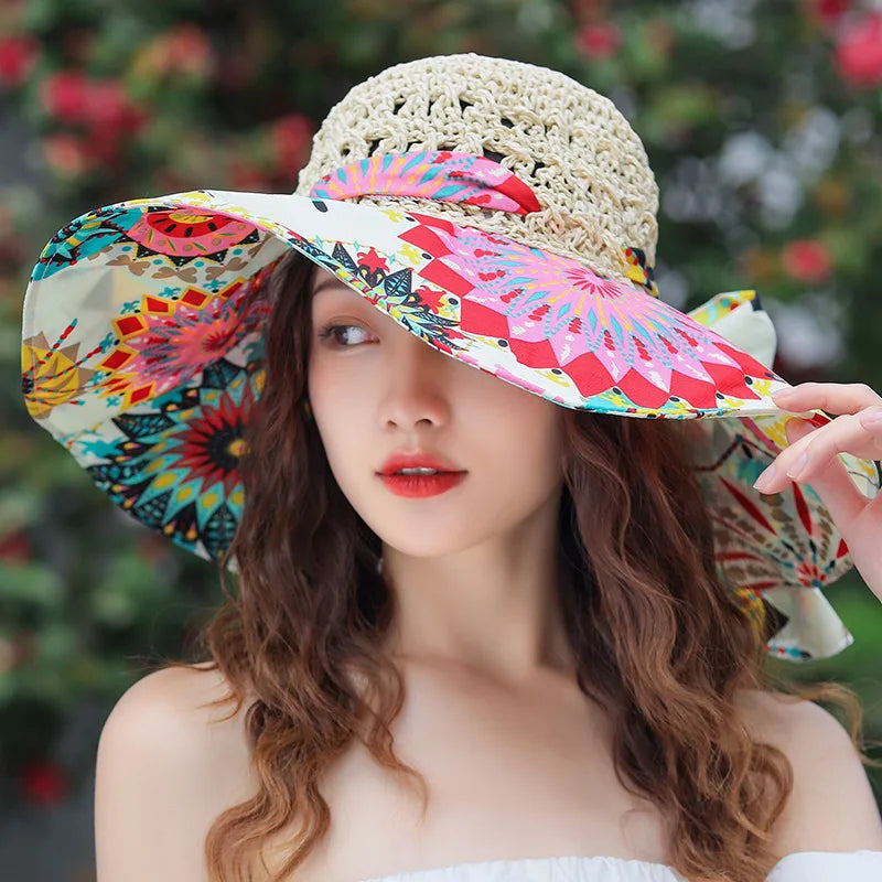 Summer Women's Dayan Sunscreen and Sunshade Fishing Hat Ethnic Style Grass Hat UV Protection Beach Hat