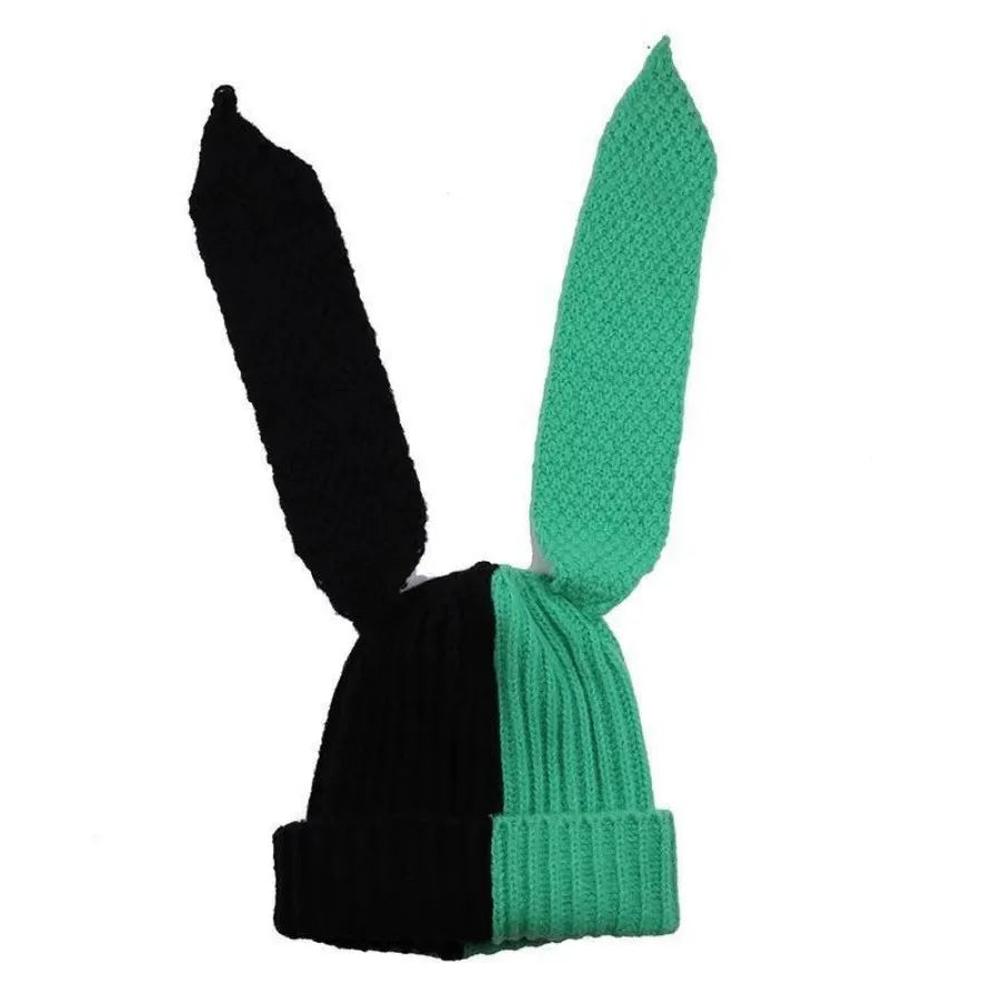 Winter Knitted Hats For Women Cute Rabbit Ear Soft Warm Thick Acrylic Luxury Brand Label Beanies Skullies Personality Casual Cap
