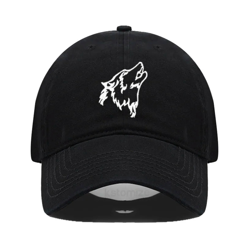 Women's Baseball Cap Men's Washed Cotton Wolf Howl Embroidery Embroidery Dad Hat Sport Golf Caps For Man Sun Hats Dropshipping