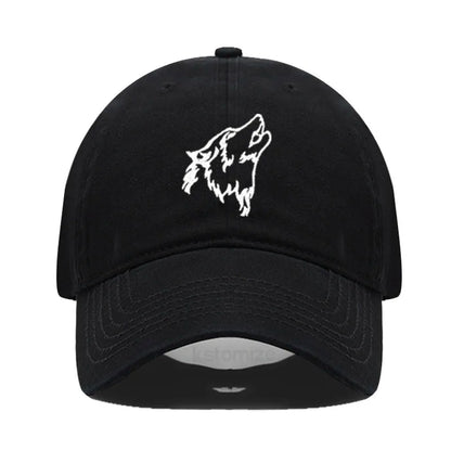 Women's Baseball Cap Men's Washed Cotton Wolf Howl Embroidery Embroidery Dad Hat Sport Golf Caps For Man Sun Hats Dropshipping