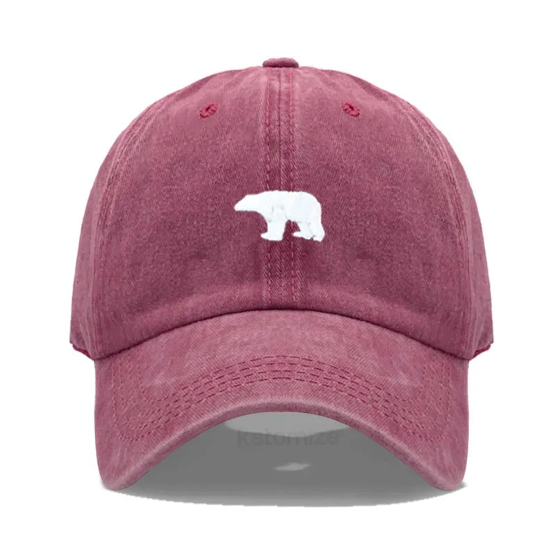 little Bear Embroidery Baseball Cap for Women Men Fashion Adjustable Soft Washed Cotton Dad Hat Unisex Classic Golf Caps