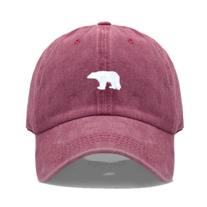 little Bear Embroidery Baseball Cap for Women Men Fashion Adjustable Soft Washed Cotton Dad Hat Unisex Classic Golf Caps