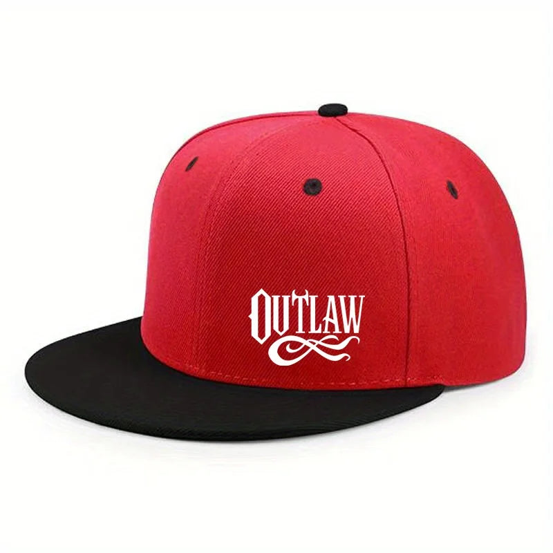 Unisex OUTLAW Printed Adjustable Baseball Cap  Men's and Women's Flat-brimmed Cap, Urban Street Style, Outdoor Activity Cap