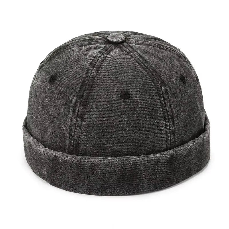New Women Men Solid Cotton Cap Hat Washed Denim Beanie Hat Spring Autumn Retro Adjustable Docker Sailor Cap Hat For Women Men