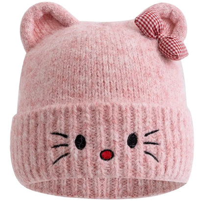 Hot Sale Women Loose Beanie Hat With Cute Cat Ear Lovely Bow Style Winter Knitted Hats For Female Streetwear Winter Hat