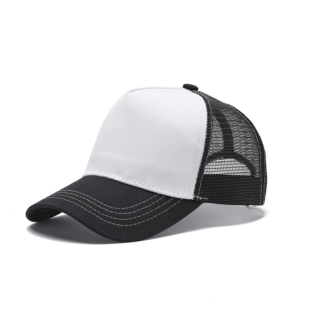 Blank 5 Pane Mesh Baseball Cap Mens And Women Curved Snapback Hats Summer Sunshade Sun Hat Simple Trucker Cap gorras casquette