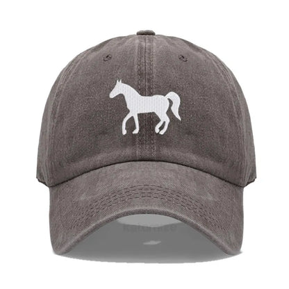 Horse Embroidered Baseball Cap for Women Men Fashion Adjustable Washed Cotton Dad Hat Unisex Classic Golf Caps