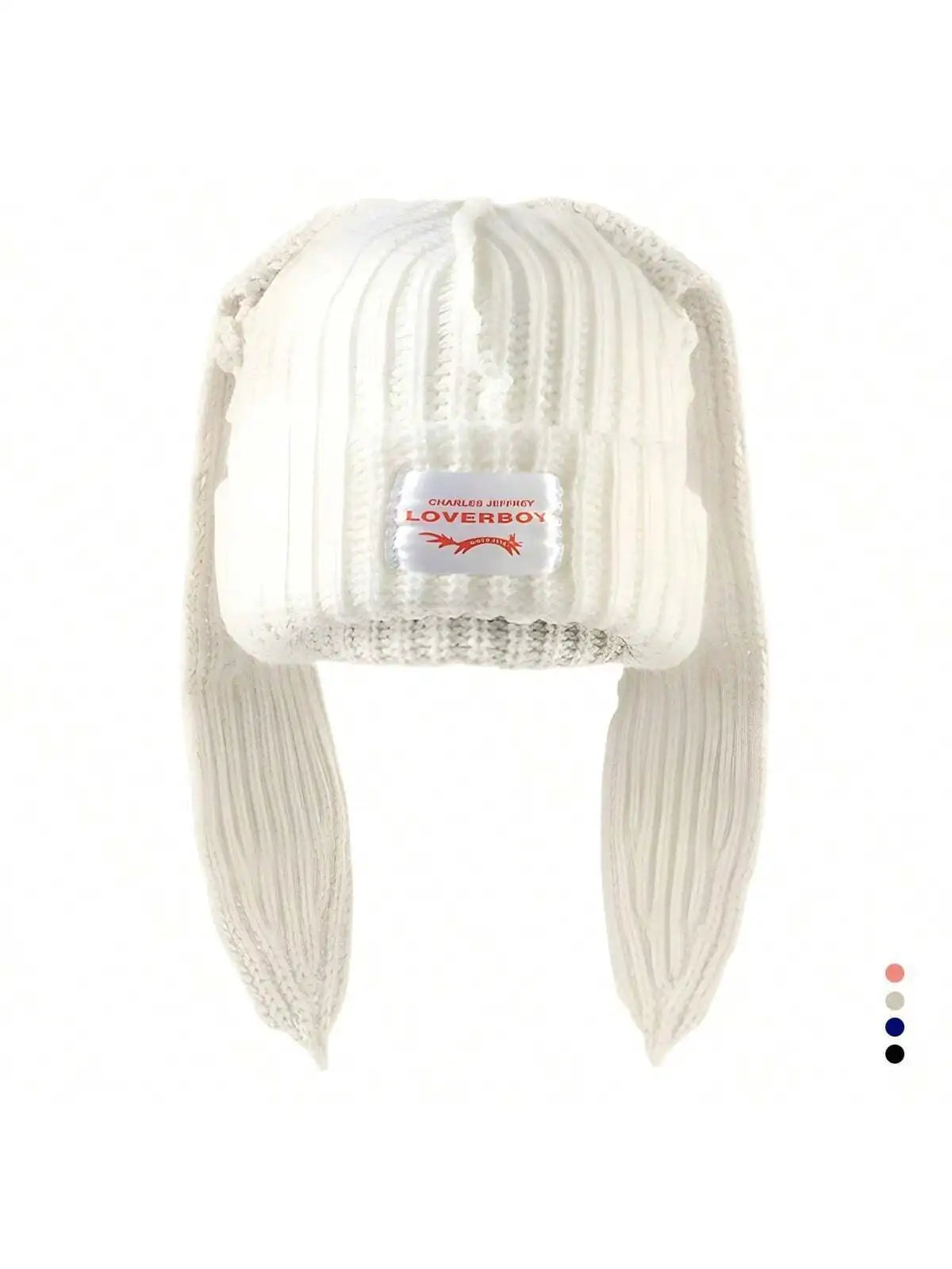 Winter Knitted Hats For Women Cute Rabbit Ear Soft Warm Thick Acrylic Luxury Brand Label Beanies Skullies Personality Casual Cap