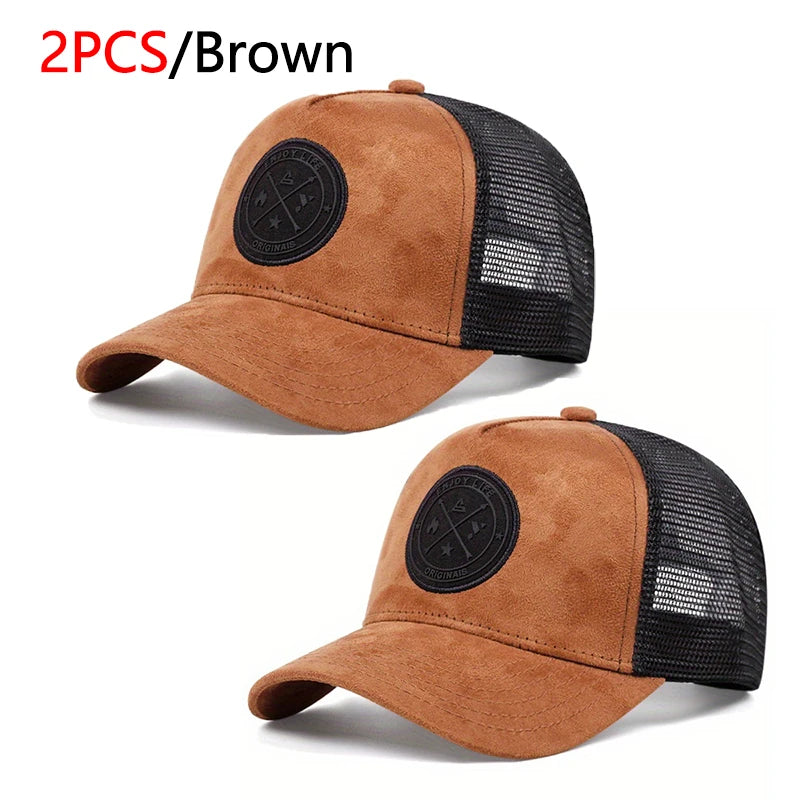Unisex Mesh Snapback Cap – “ENJOY LIFE” Letter Patch Breathable Summer Trucker Hat