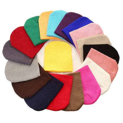 Kids Baby Solid Color Warm Soft Beanies Cap Hat Spring Autumn Winter Newborn Toddler Infant Knitted Cap Hat For Boy Girl