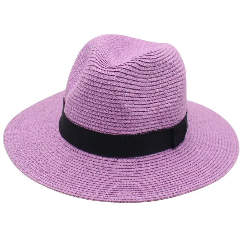 Spring and Summer Hot Selling Panama Straw Hat Square Black Ribbon Korean Style Hat for Men and Women Jazz Hat Panamahat