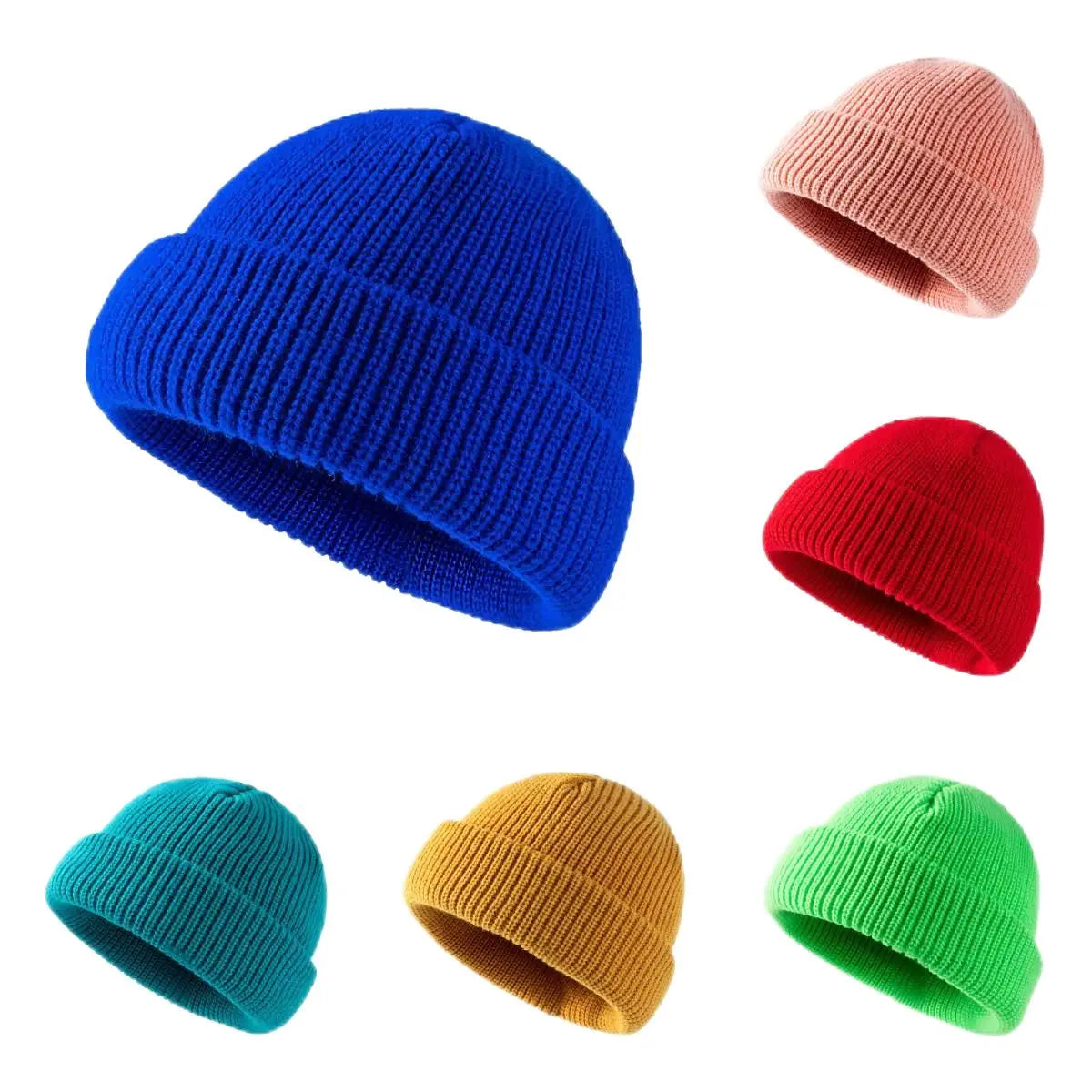 Bright Candy Color Winter Knitted Hat Beanies Skullies for Women Warm Thick Men Hip Hop Skullcap Hat Couple Street Sport Beanies