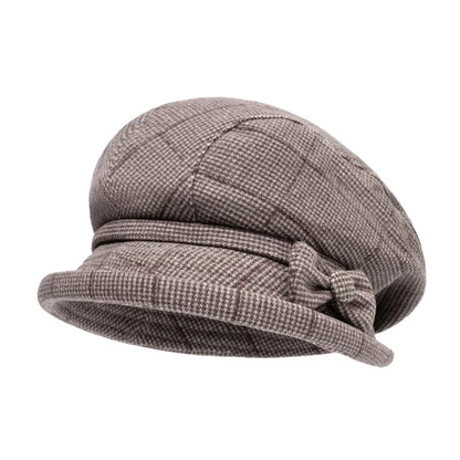 Elegant Women's Beret Hat With Bow - Autumn Winter Short Brim Beanie, Stylish & Warm Casual Headwear For Women Mother'gift New