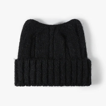 New Cool Autumn Winter Women Thick Wool Cute Beanie Hat Cat Ear High Quality Outdoor Warm Knitted Beanie Cap Hat For Women