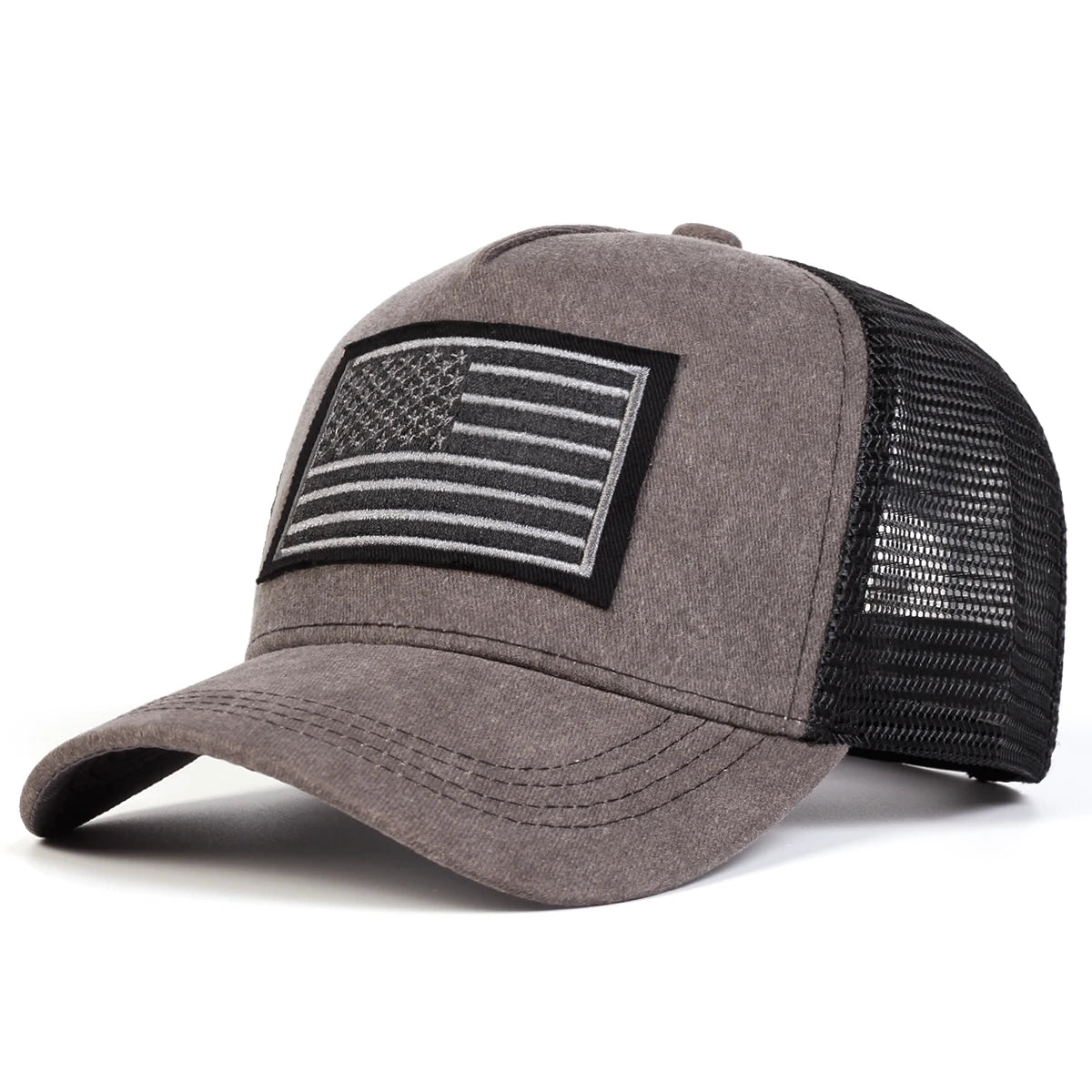 Unisex American Flag Embroidery Washed Baseball Net Caps Spring and Summer Outdoor Adjustable Casual Hats Sunscreen Hat