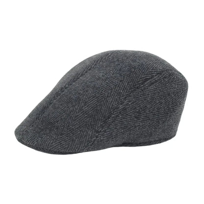Fall Winter Men Beret Pu Plaid Peaked Forward Cap for The Middle Elderly Men Dad Grandpa Thick Ear Protection Military Hat Beret