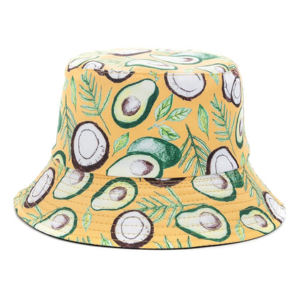 Hot Sale Unisex Bucket Hats Summer Double-sided Wear Fruit Printing Women Cap Outdoor Sun Hat Men Classic Panama Bucket Hat