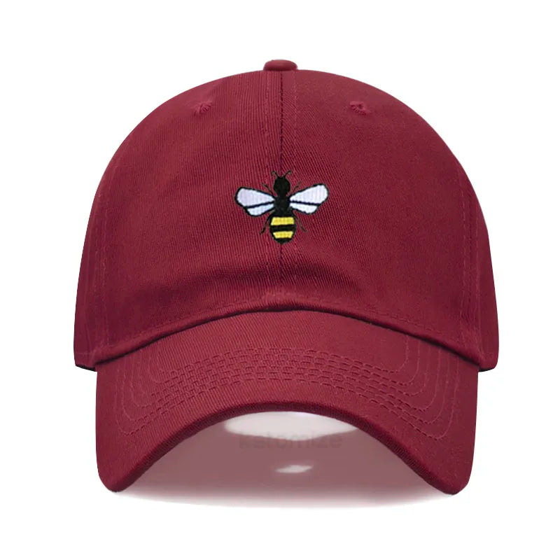 Washed Cotton Honeybee Embroidery Baseball Caps for Men Women Dad Hat Adjustable Snapback Cap Wholesale Dropshipping