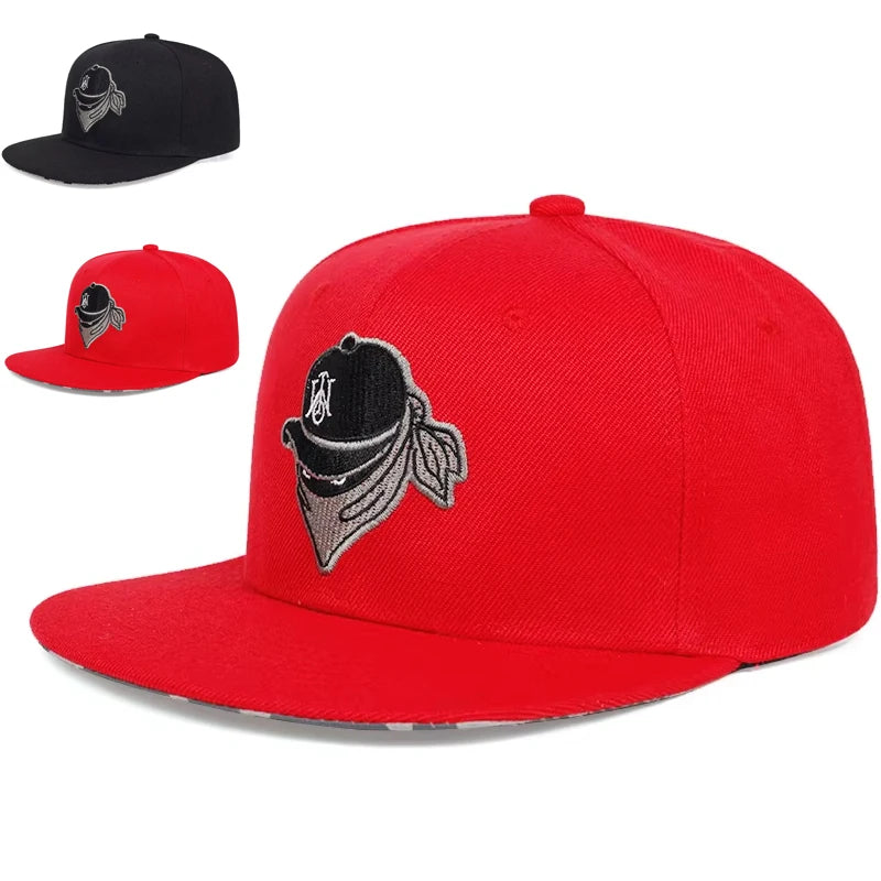 Unisex Masked Embroidery Hip-hop Hats Spring Autumn Adjustable Casual Snapback Baseball Caps Outdoor Sunscreen Hat