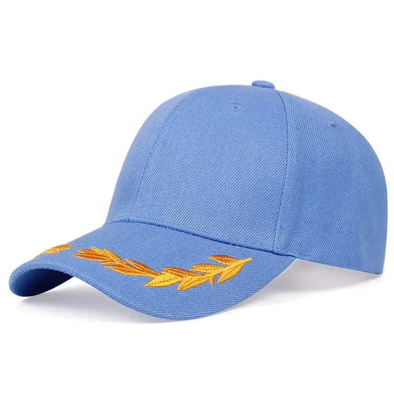 Unisex Wheat Ear Embroidery Baseball Caps Spring and Autumn Outdoor Adjustable Casual Hats Hip Hop Hat Sunscreen Hat