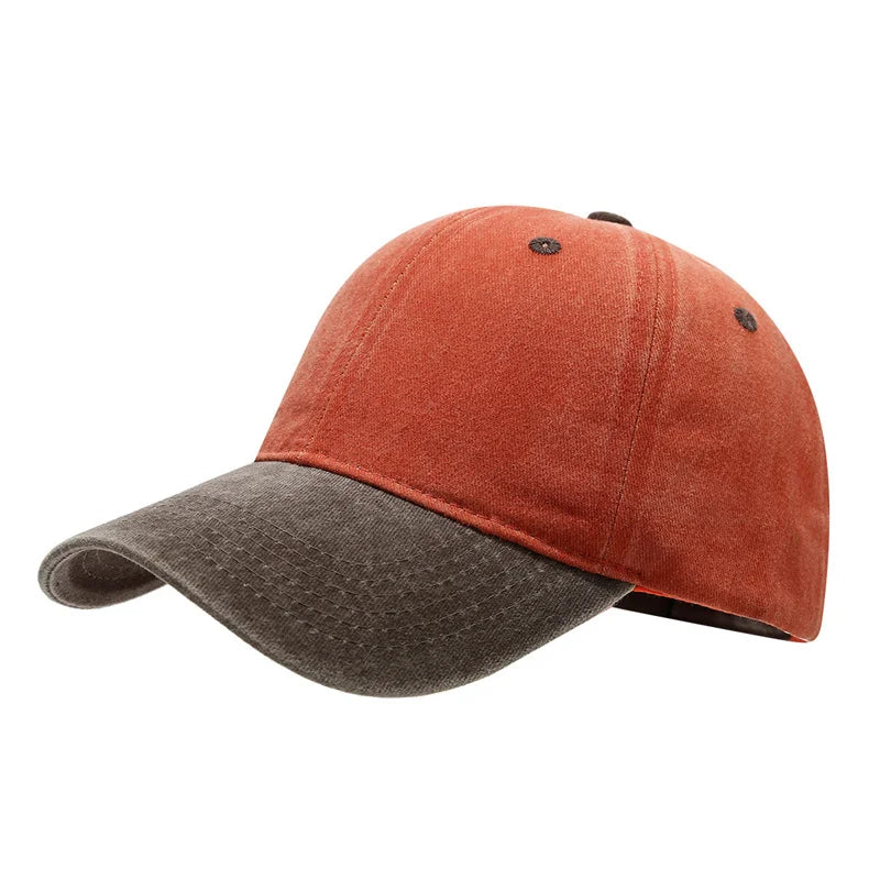 Unisex Washed Cotton Baseball Cap – Color-Matched Casual Snapback Sun Hat for Spring & Summer