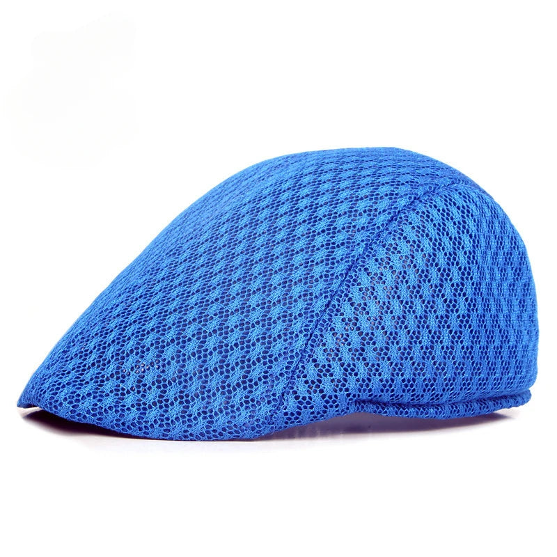 Korean Version of Men's and Women's Berets Solid Color Hollow Mesh Caps Forward Caps Breathable Summer Sun Hats