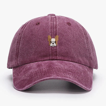 Embroidered Mini French BullDog vintage cotton Baseball caps Men Women Washed Hat Sports Fishing Dad Summer Peaked cap