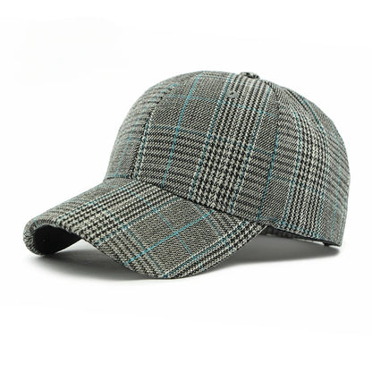 Fall Winter Hat Men's Spring Summer Outdoor Sunscreen Visor Classic Checkered Baseball Cap Hard Top Women's Cap Warm Peaked Cap