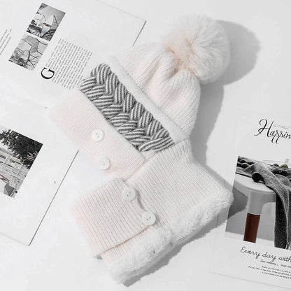 New Style Female Pompoms Winter Hats Plush Fur Lined Keep Warm Winter Hat Women Windproof Coldproof Thicken Balaclava Cap