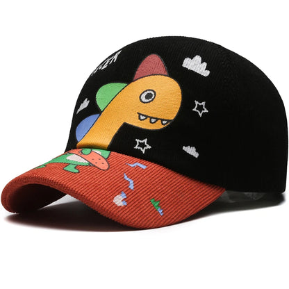 Kids Cartoon Dinosaur Baseball Cap Cute Color Block Sun Hat for Children