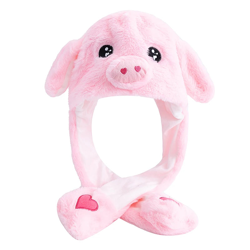 Hot Sale Unisex Funny Ear Hat Cow Animal Style Cute Ear Moving Up Cap Men Women Girls Rabbits Ears Plush Winter Lovely Hat ﻿
