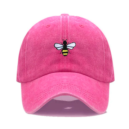 Washed Cotton Honeybee Embroidery Baseball Caps for Men Women Dad Hat Adjustable Snapback Cap Wholesale Dropshipping