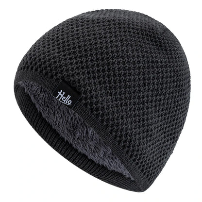New Style Unisex Winter Hats Plush Fur Lined Beanies Hats For Men Woman Hello Letter Warm Cap Casual Winter Ski Knitted Hats