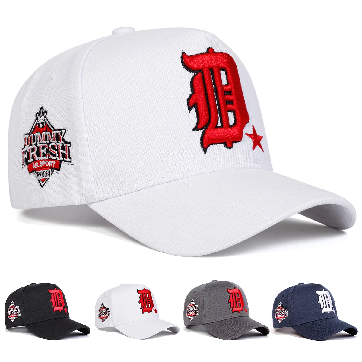 Unisex D Letter Embroidery Side DUMMY FRESH Baseball Caps Spring Autumn Outdoor Adjustable Casual Hats Hip Hop Hat Sunscreen Hat