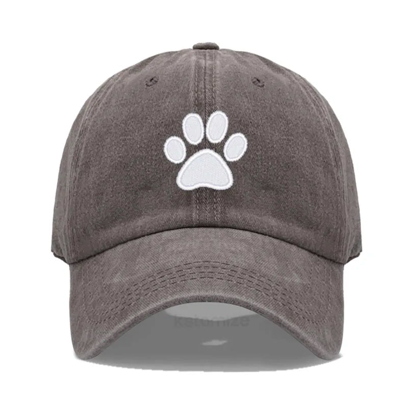 Dog Paw Embroidered Baseball Cap for Women Men Fashion Adjustable Washed Cotton Dad Hat Unisex Classic Golf Caps