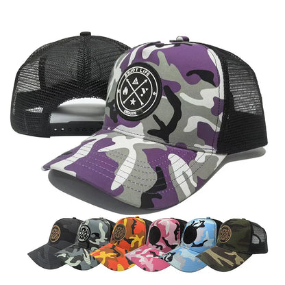 Unisex Mesh Baseball Cap – Camouflage Breathable Trucker Snapback Dad Hat for Outdoor Sports
